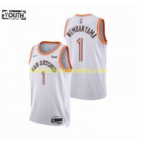 Maillot Basket San Antonio Spurs Victor Wembanyama 1 Nike 2023-2024 City Edition Blanc Swingman - Enfant